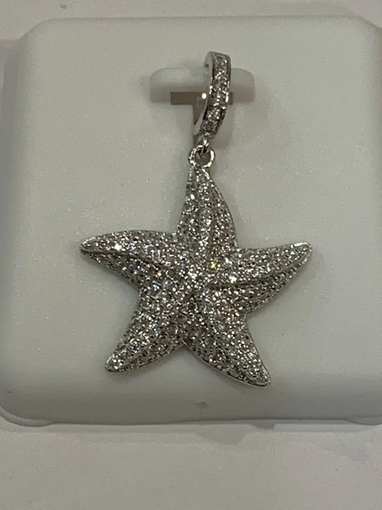 Sterling Silver .925 & Moissanite 1.50 CTW Starfish Pendant - Picture 2 of 10